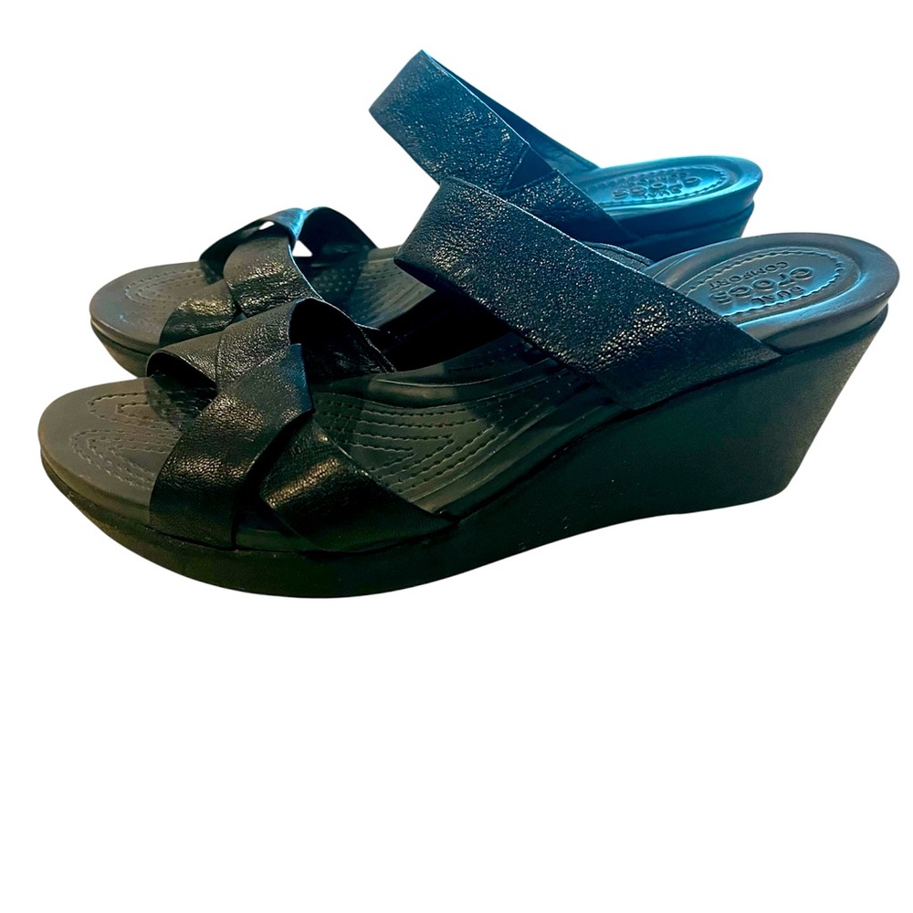 CROCS  Women's Leighann Leather Wedge Sandal size 11
